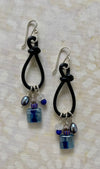 Kyanite, lapis, and moonstone charms earrings