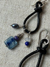 Kyanite, lapis, and moonstone charms earrings