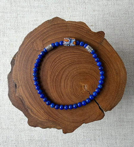 Lapis and Antique Millefiori Bead Bracelet