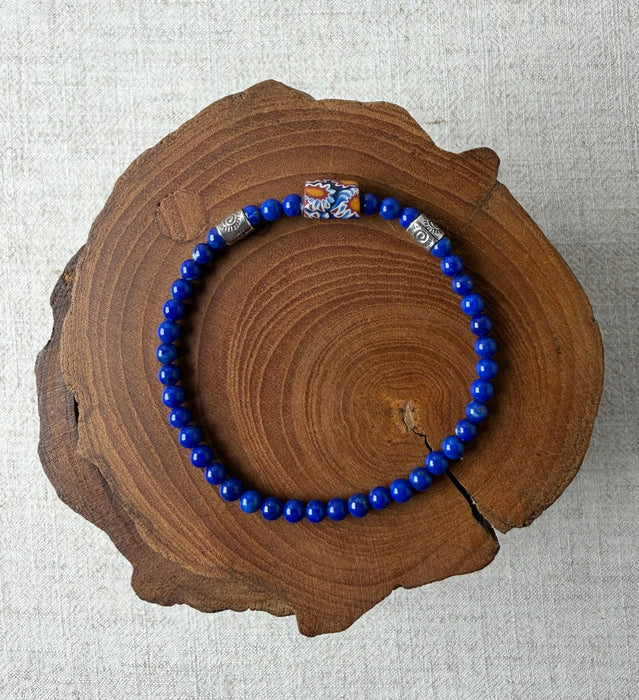 Lapis and Antique Millefiori Bead Bracelet