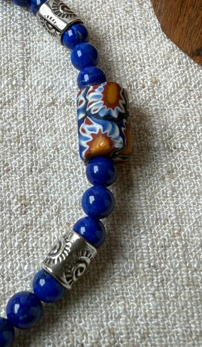 Lapis and Antique Millefiori Bead Bracelet
