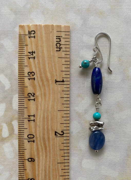Lapis, Kyanite, Turquoise Earrings-3