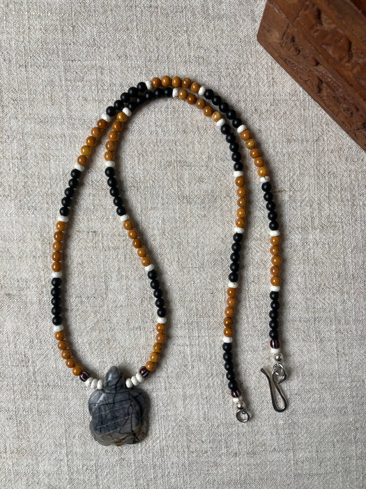 Picassco Jasper Carved Turtle Necklace